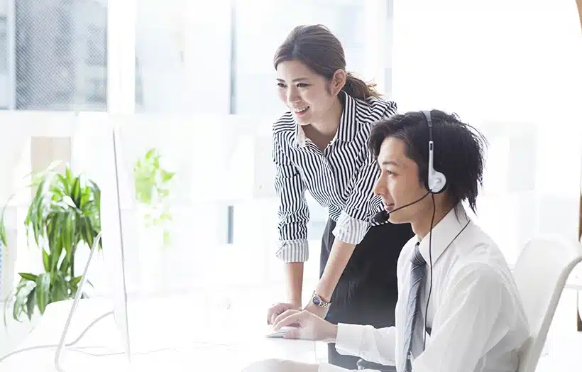 Team member providing real-time customer assistance