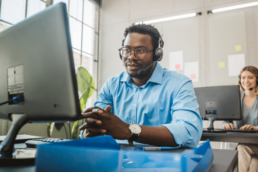 Customer care associate providing support in modern contact center