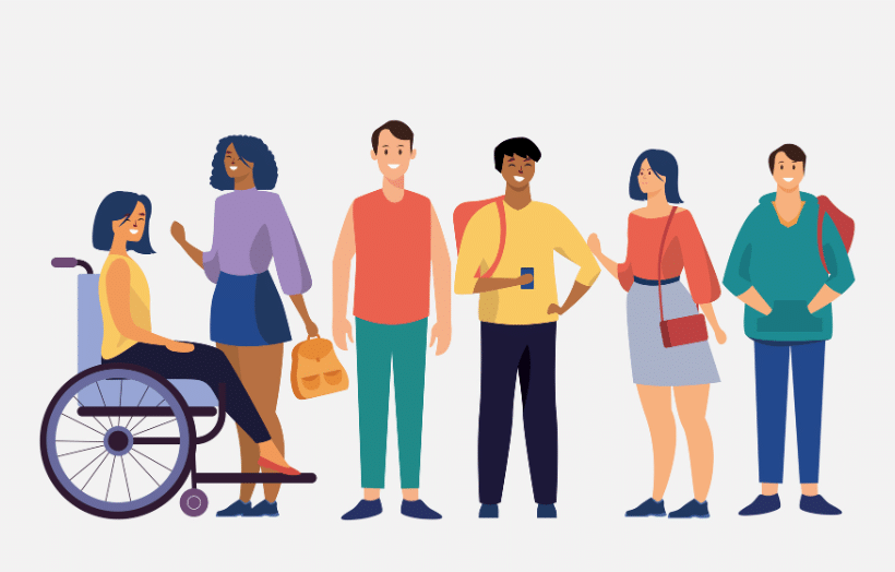 Illustration of a diverse group of people of different ethnicities and abilities