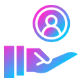 Customer intelligence icon with connected profile and data bars