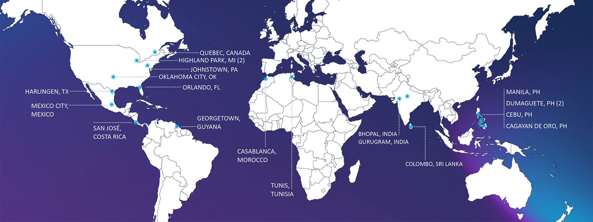 Global Qualfon locations map