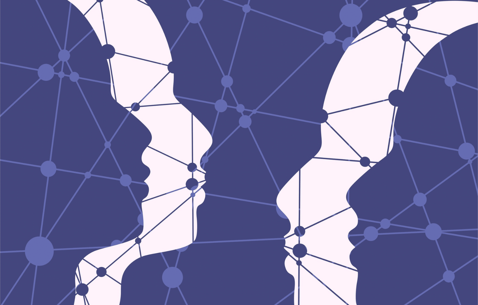 Silhouettes connected by a digital network, representing human-centered customer experience.
