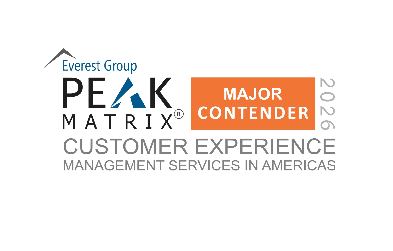 Everest Group PEAK Matrix® 2026 Major Contender badge for Customer Experience Management Services in Americas